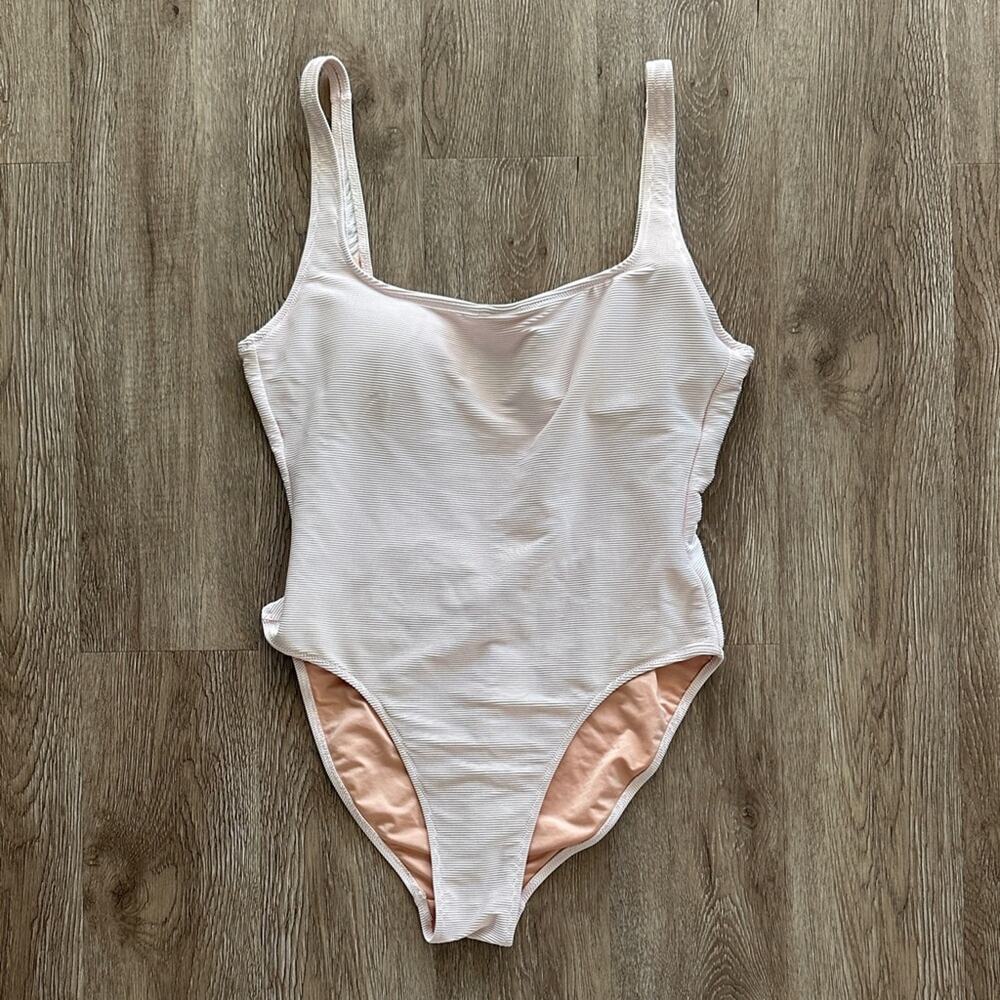 J.Crew Ribbed Squareneck One Piece Swimsuit Light Pink Size 10‎